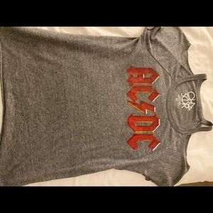 Chaser AC/DC band tee with shoulder cut outs